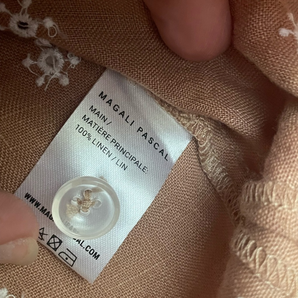 MAGALI PASCAL Embroidered short sleeve Button-Up Shirt, sz L - Picture 6 of 8